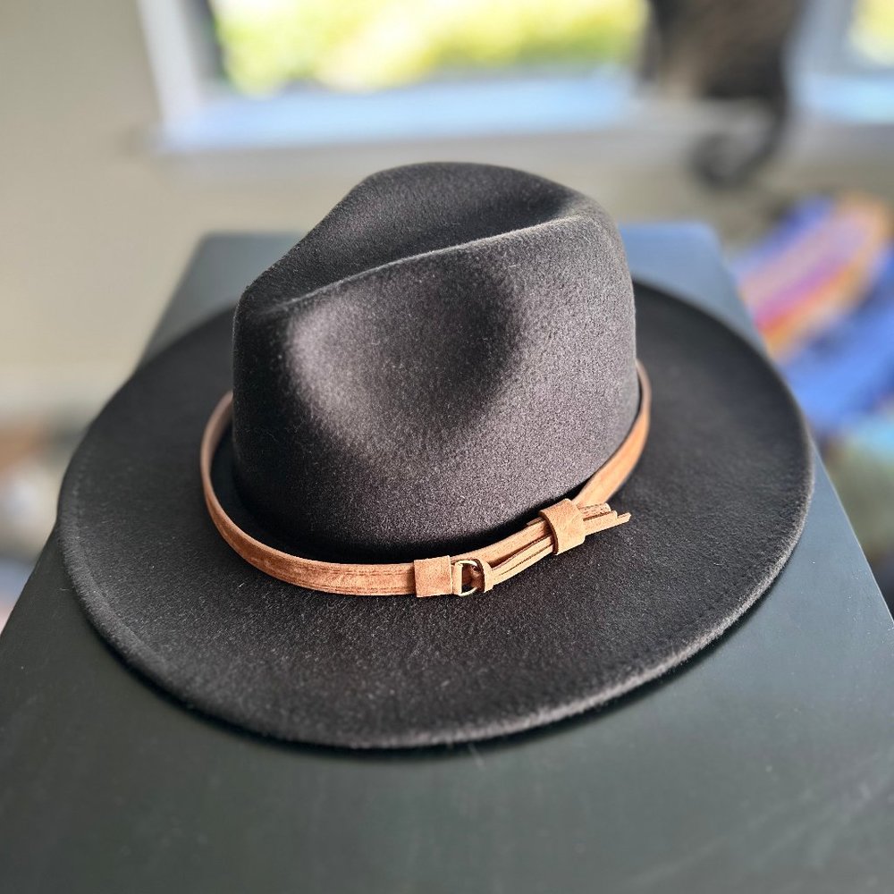 Lisianthus Men & Women Vintage Wide Brim Fedora Hat with Belt Buckle